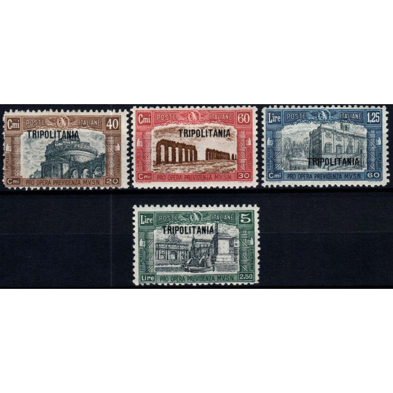 COLONIE 1927 TRIPOLITANIA MILIZIA I 4 VALORI S. 10 G.O. MH*  | Fila...