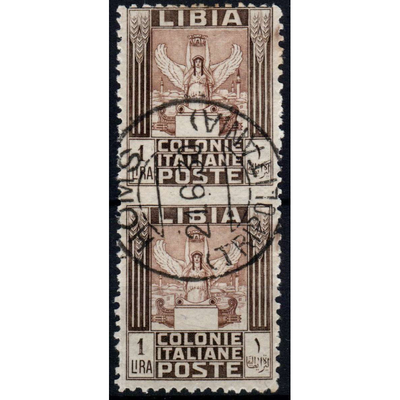 COLONIE 1926-30 LIBIA PITTORICA 1 LIRA COPPIA NON DENT VARIETA' n.6...