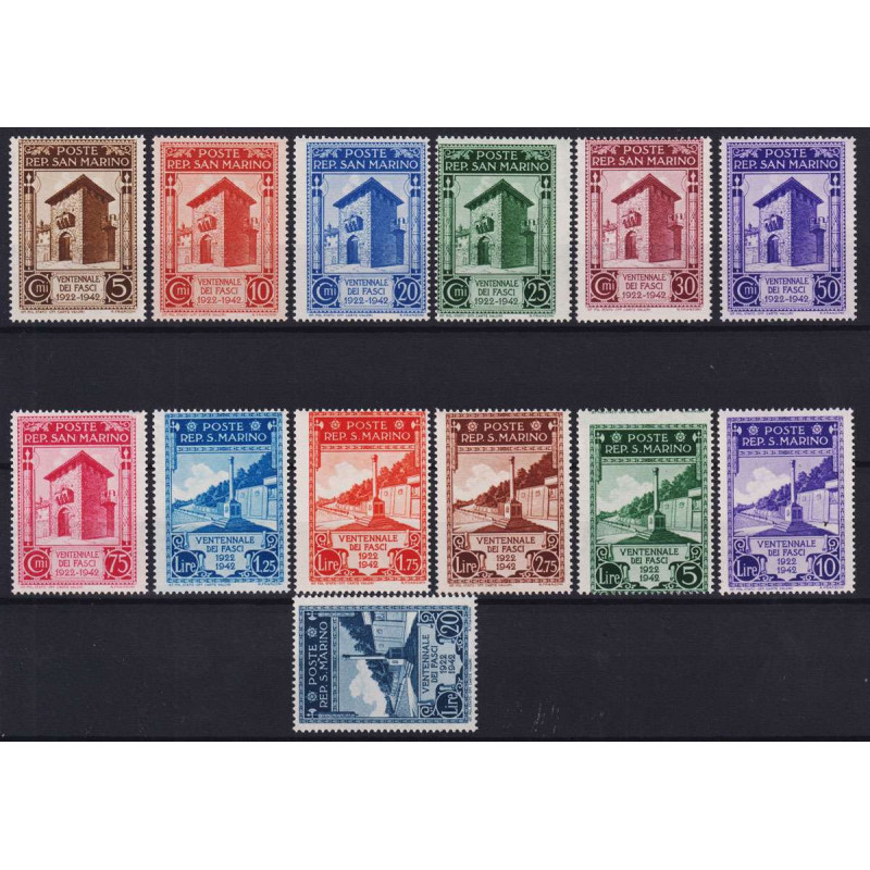 SAN MARINO 1943 VENTENNALE DEI FASCI 13 VALORI G.I MNH**  | Filatel...