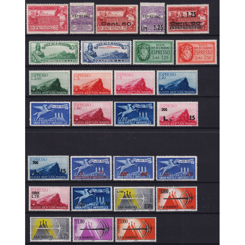 SAN MARINO ESPRESSI 28 VALORI G.I MNH**  | Filatelia Meloni