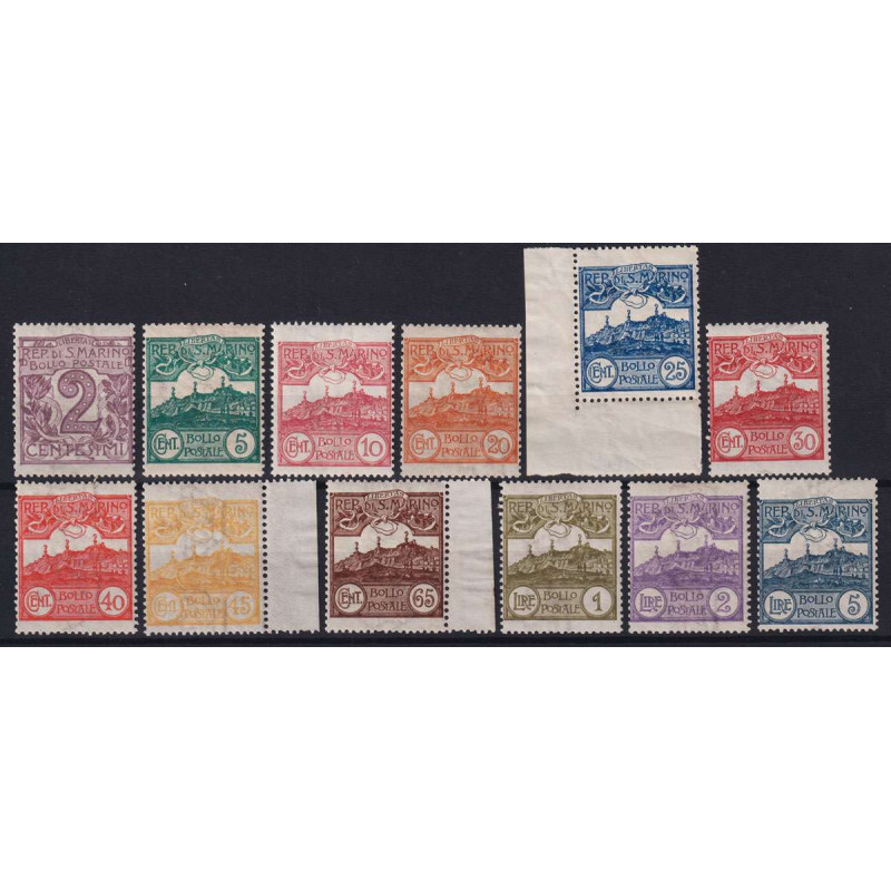 SAN MARINO 1903 CIFRA O VEDUTA SERIE COMPLETA 12 V. G.I MNH** CERT....