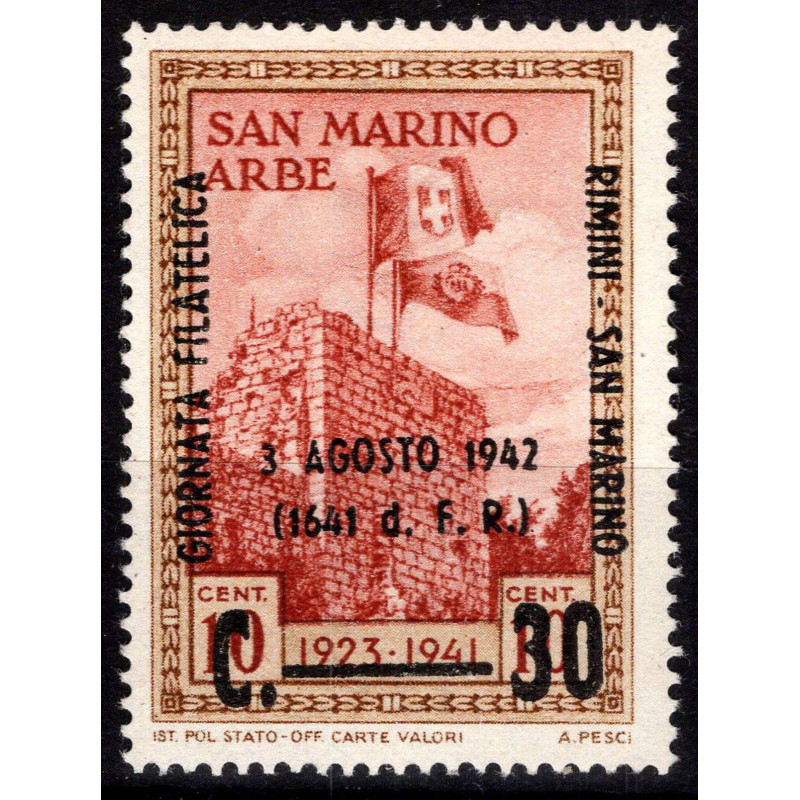 SAN MARINO 1942 GIORNATA FILATELICA RIMINI SAN MARINO G.I MNH**  | ...