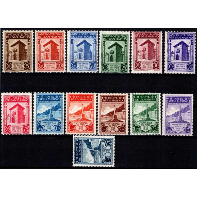 SAN MARINO 1943 VENTENNALE DEI FASCI 13 V. G.I MNH** BEN CENTRATI  ...