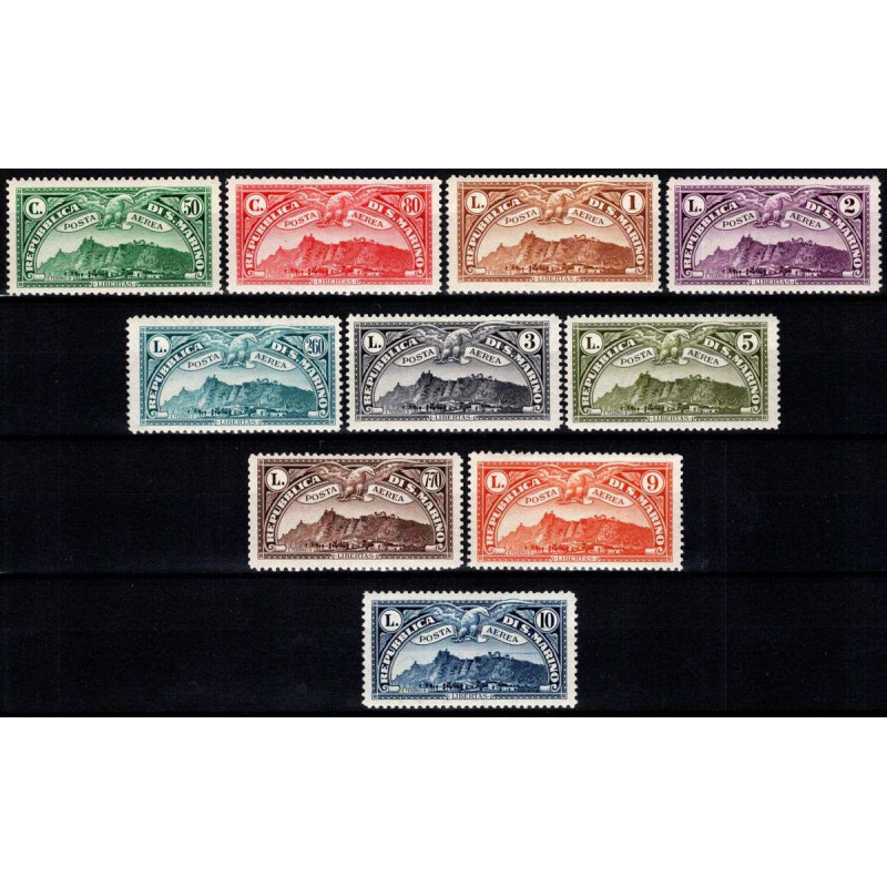 SAN MARINO 1931 POSTA AEREA VEDUTA 10 V. T.L. MLH* (10 L. G.I. MNH*...