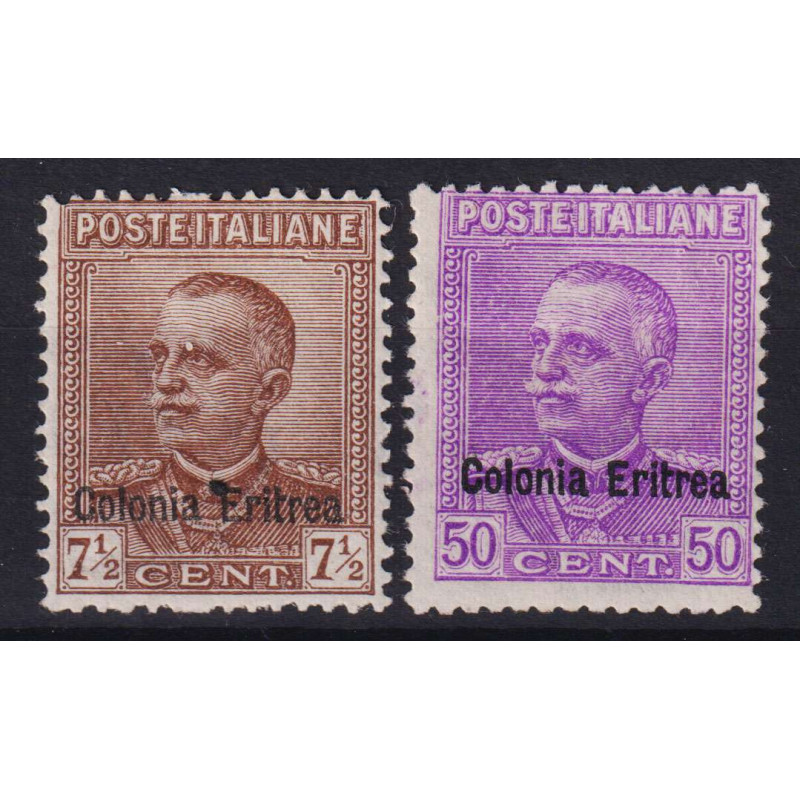 COLONIE ERITREA 1928-29 PARMEGGIANI 2 V. N.142-143 G.O MH*  | Filat...