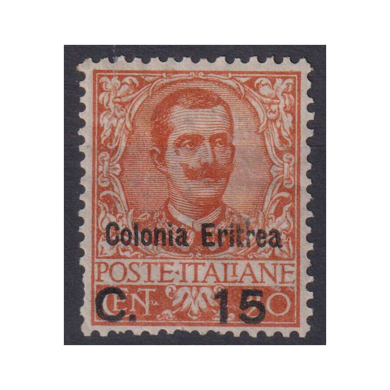 COLONIE ERITREA 1905 FLOREALE SOPRASTAMPATA 15 C. SU 20 C. N.30 G.O...