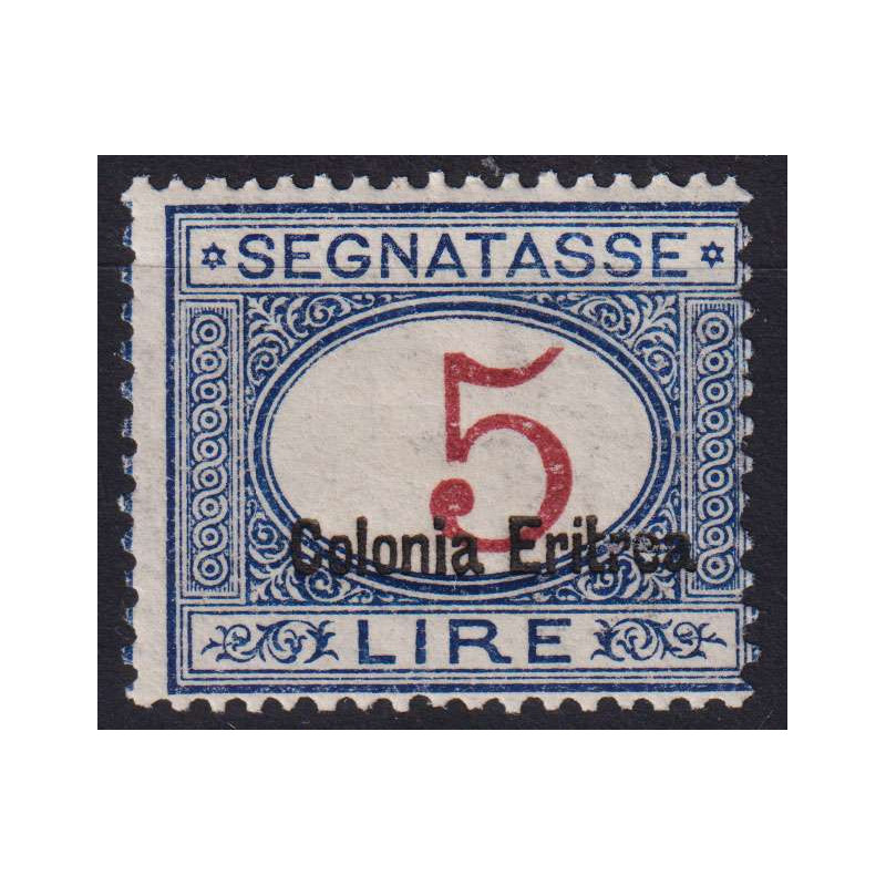 COLONIE ERITREA 1920-26 SEGNATASSE 5 LIRE N.23 G.I MNH** CERT.  | F...