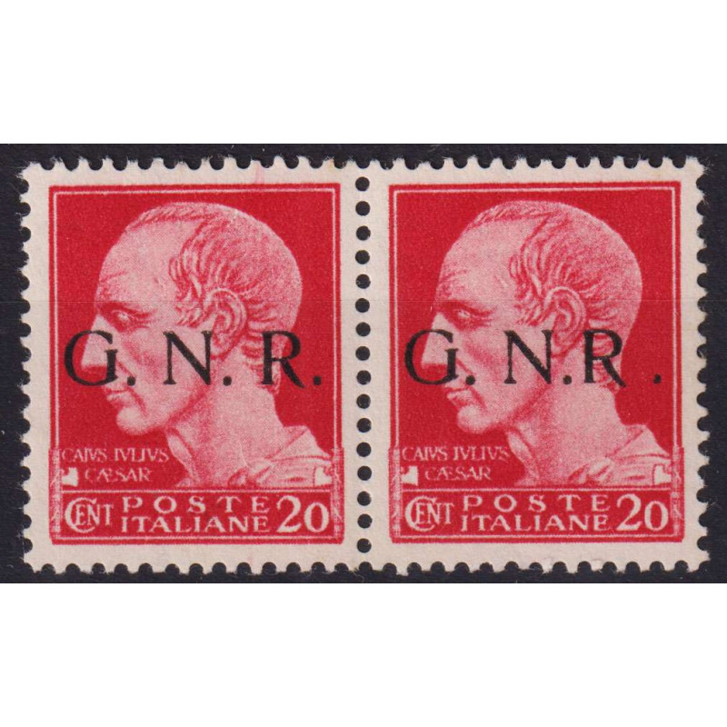 R.S.I 1944 G.N.R BRESCIA COPPIA 20 C. N.473/I-II CON VARIETA' G.I M...