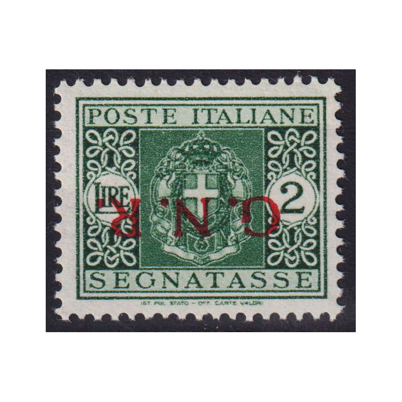 R.S.I 1944 SEGNATASSE 2 LIRE SOPR. CAPOVOLTA N.56a G.I MNH** CERT. ...