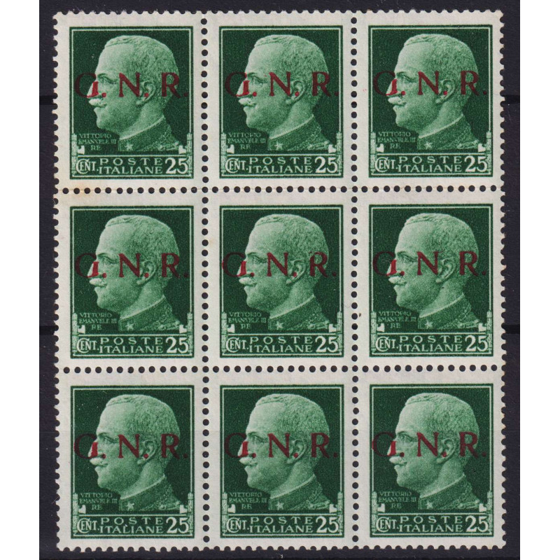 R.S.I 1944 G.N.R. BRESCIA 25 C. 9 V. CON MULTIVARIETA' G.I MNH** CE...