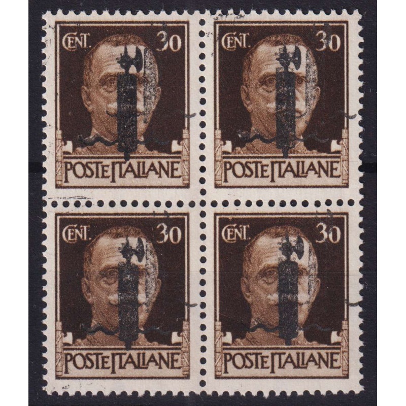 R.S.I 1944 QUARTINA IMPERIALE 30 C. CON VARIETA' N.492Ab G.I MNH** ...