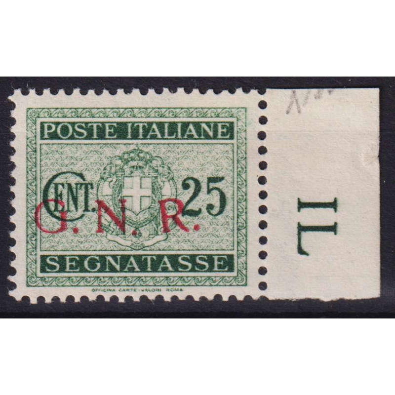 R.S.I 1944 G.N.R BRESCIA SEGNATASSE 25 C. N.50/le G.I MNH** CERT.  ...