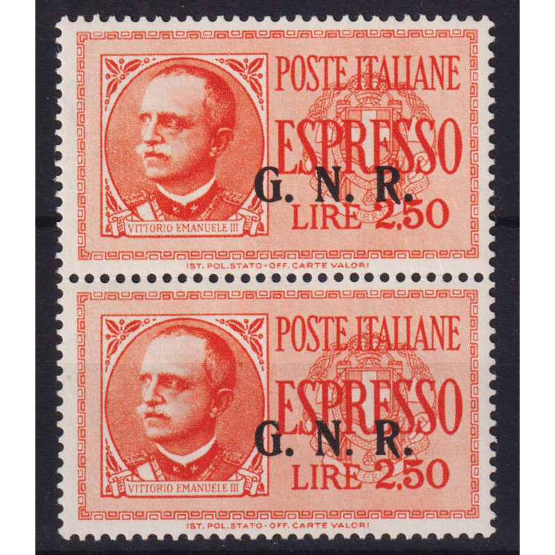 R.S.I 1944 ESPRESSO G.N.R BRESCIA COPPIA 2,50 LIRE N.20/III G.I MNH...