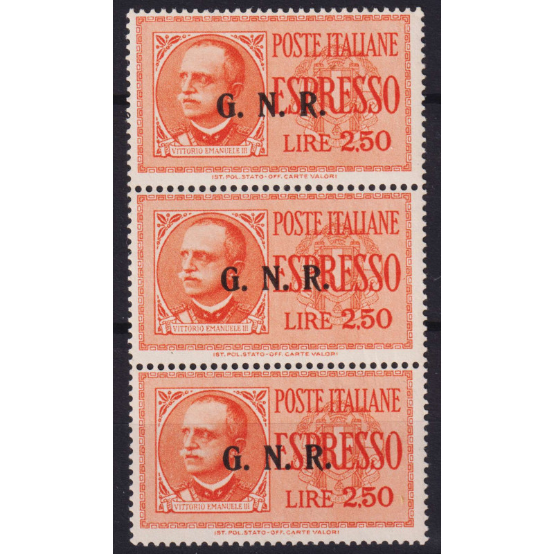 R.S.I. 1944 ESPRESSO G.N.R STRISCIA BRESCIA 2,50 LIRE N.20/III G.I ...