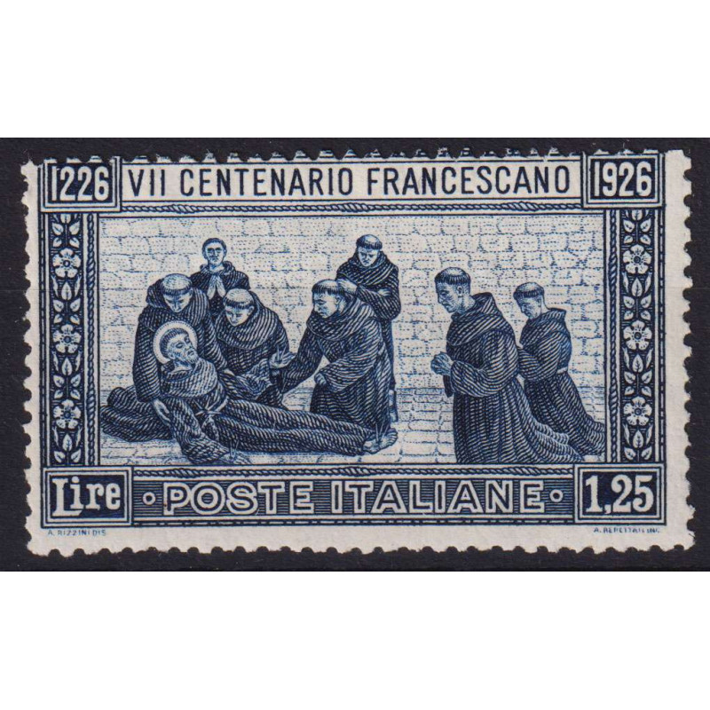 REGNO D'ITALIA 1926 SAN FRANCESCO 1,25 LIRE DENT.13 ½ G.I MNH** CER...