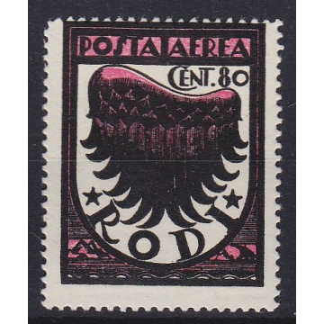 1934 ALA STILIZZATA DELL' EGEO 80 c. FIL. CORONA + LETTERE 31Ac CER...