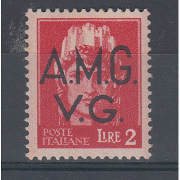 VENEZIA GIULIA 1945-47 2 L DECALCO SOPRASTAMPA (9p) G.O. MH* TRACCE...