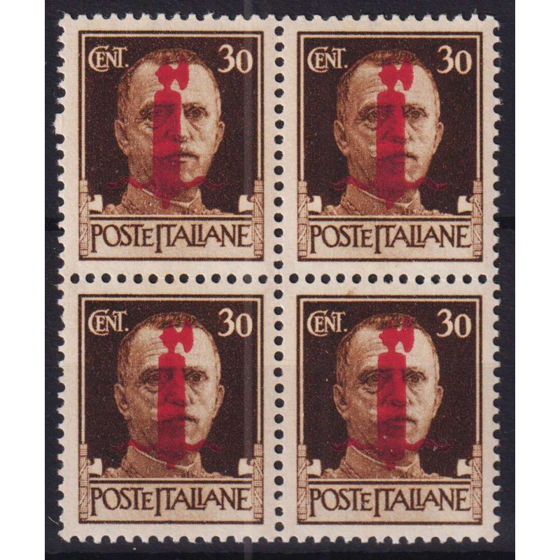 R.S.I. 1944 IMPERIALE QUARTINA 30 c. FIRENZE I TAVOLA G.I MNH** CER...