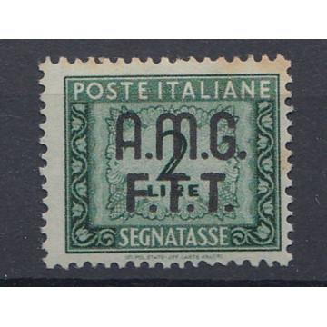 TRIESTE ZONA "A" SEGNATASSE 1947-49 2 L DECALCO SOPR. (6f) G.O. MH*...