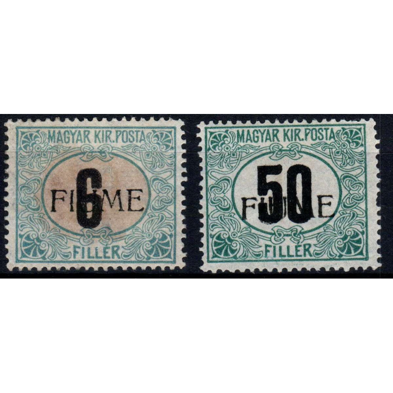 OCCUPAZIONI FIUME 1914 SEGNATASSE FILIGRANA C - 6 E 50 FILLER 2 V. ...