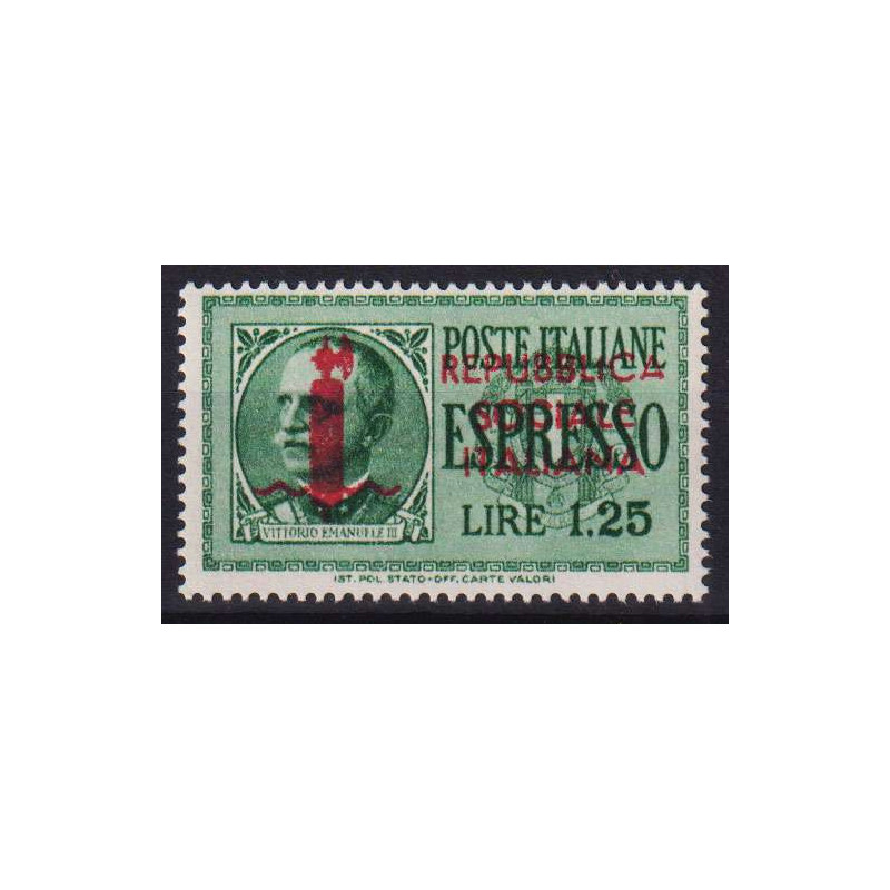 R.S.I. 1944 ESPRESSO 1,25 LIRE TIR. TORINO CON DECALCO G.I MNH** CE...