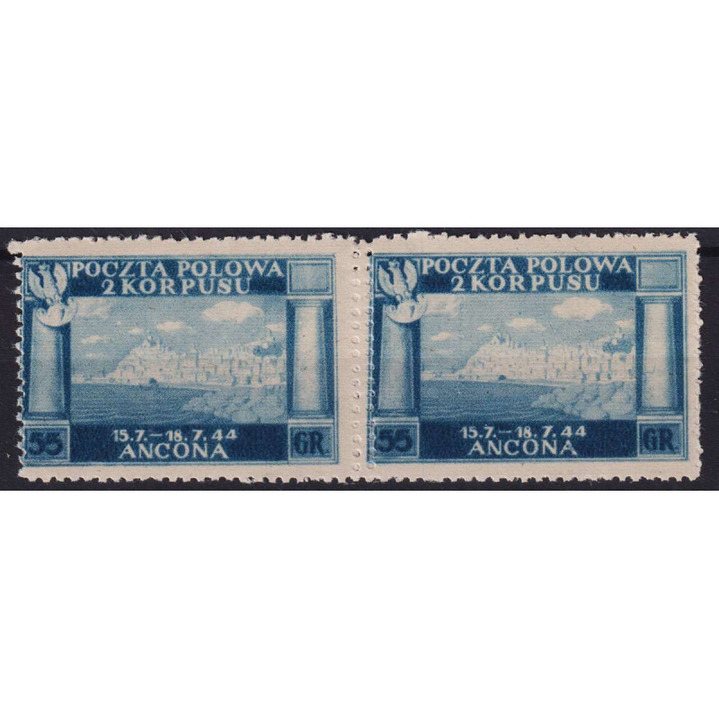 CORPO POLACCO 1946 VITTORIE COPPIA 55 g. CON VARIETA' N.2h G.I MNH*...