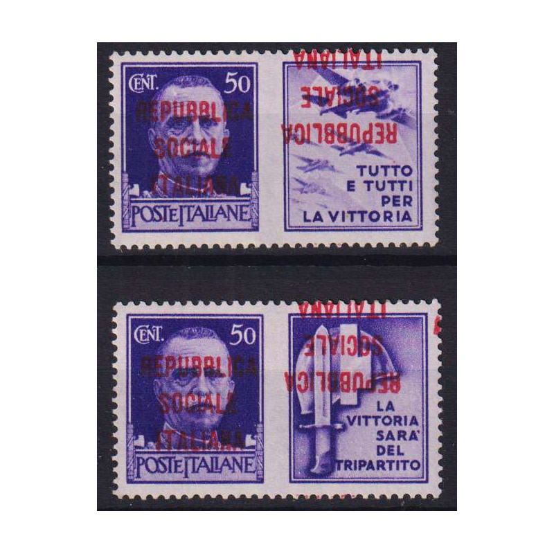 R.S.I. 1944 PROPAGANDA 50 C. 2 V. VARIETA' N.35bac-36bac G.I MNH** ...