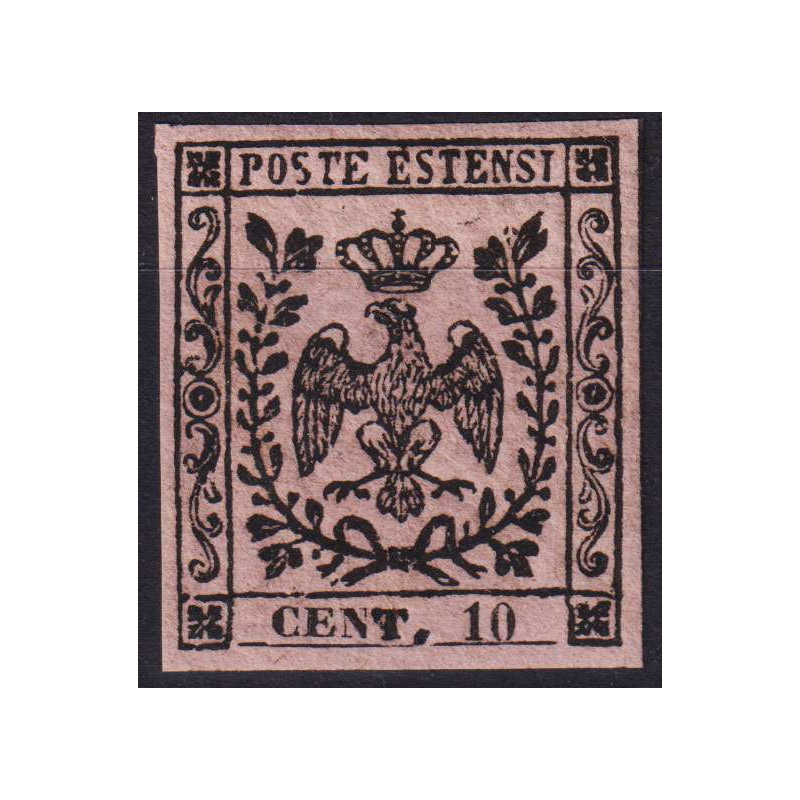 MODENA 1852 AQUILA 10 CENTESIMI N.2 G.I MNH** BEN MARGINATO CERT.  ...