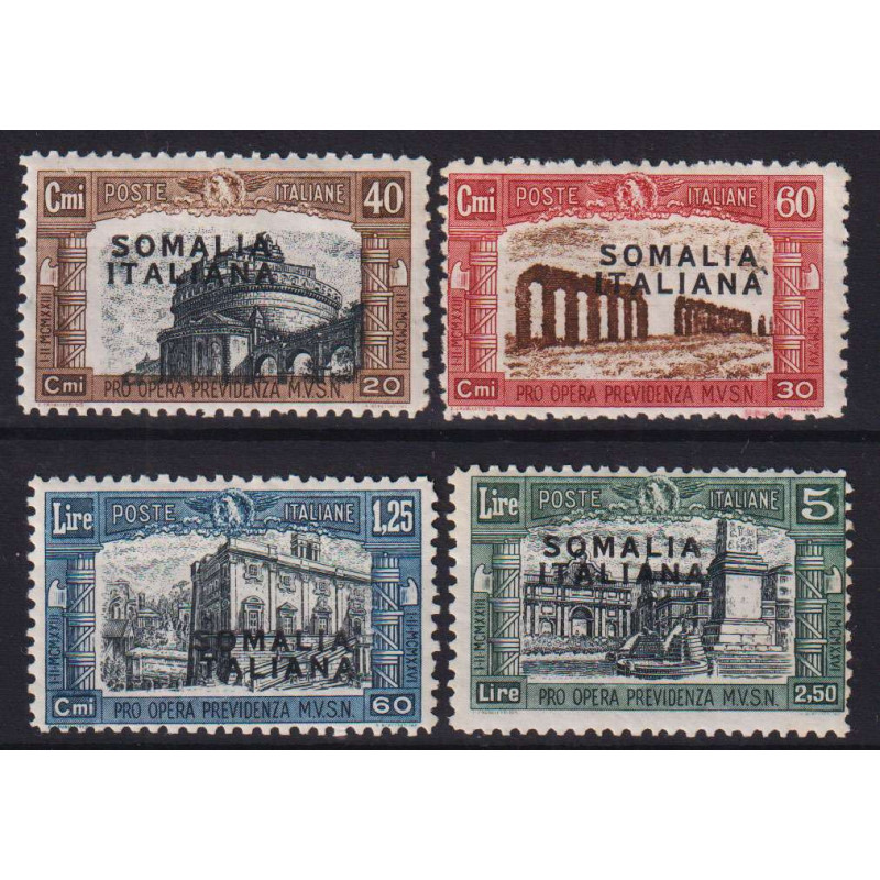 COLONIE SOMALIA 1927 MILIZIA I 4 VALORI G.I MNH** / G.O MH*  | Fila...