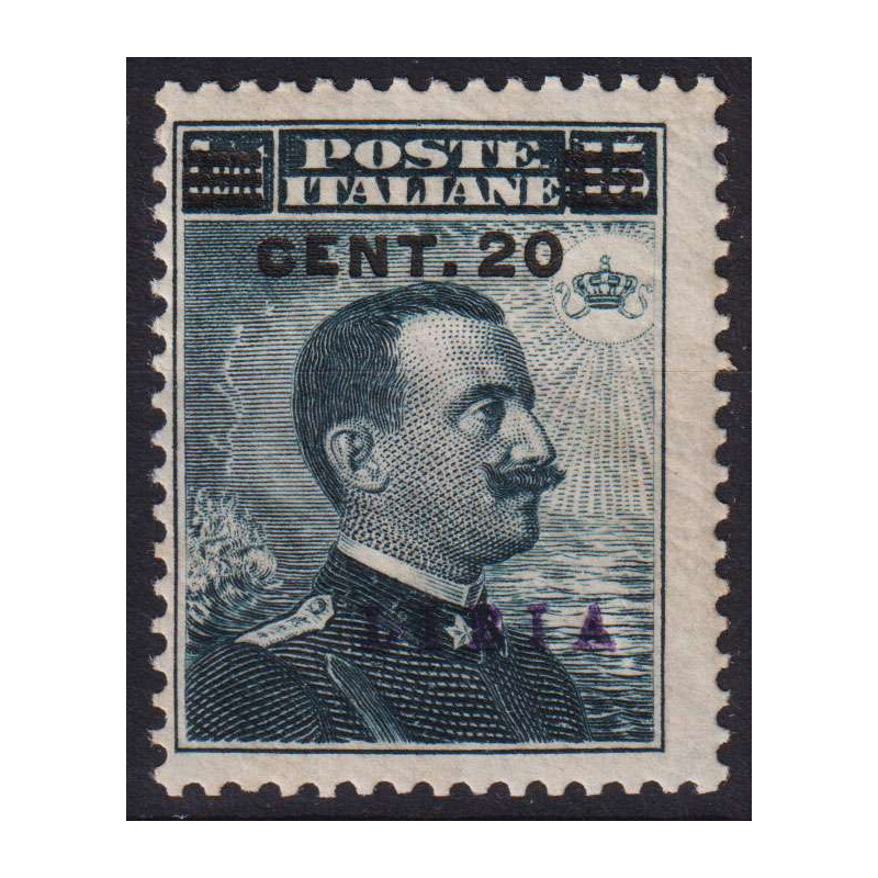 COLONIE LIBIA 1916 20 CENT. SU 15 CENT. N.17/I AZZURRO NERO G.I MNH...