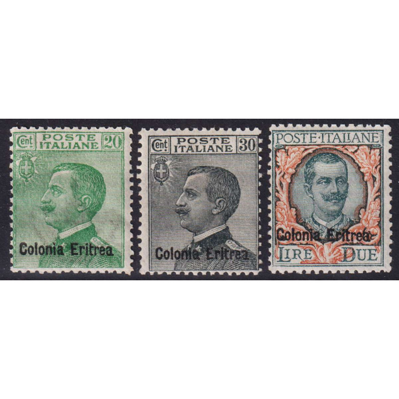 COLONIE ERITREA 1925 FRANCOBOLLI D'ITALIA SOPRASTAMPATI 3 V. G.I MN...