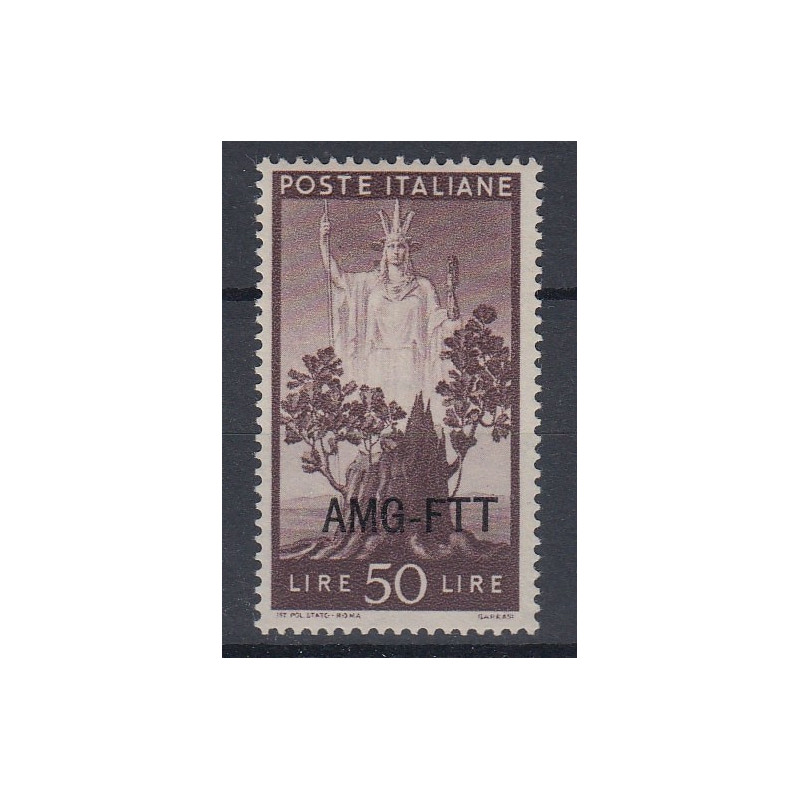 TRIESTE ZONA "A" 1949-50 DEMOCRATICA 50 L SOPR. SPOSTATA IN BASSO 6...