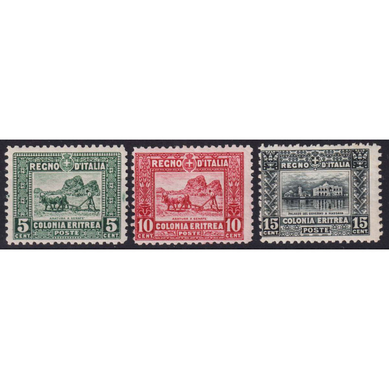 COLONIE ERITREA 1925-29 SOGGETTI AFRICANI 3 V. G.I MNH** 5 C. E 15 ...