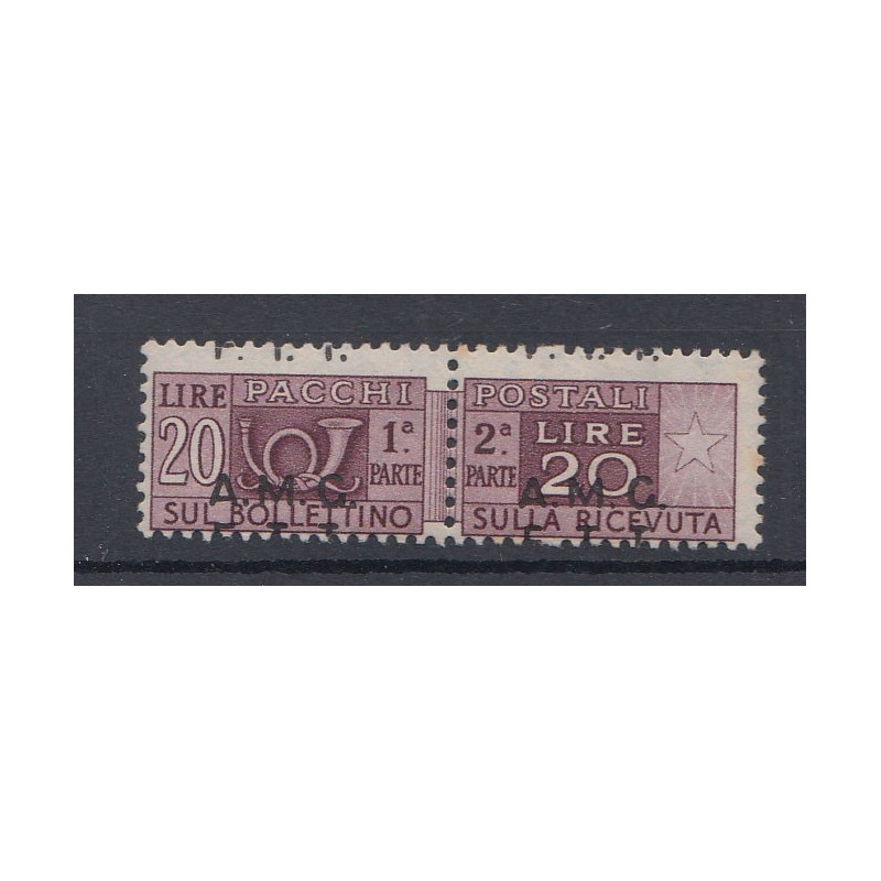 TRIESTE ZONA "A" 1947-48 20 L SOPR. SPOSTATA IN BASSO (7ga) G.O MH*...