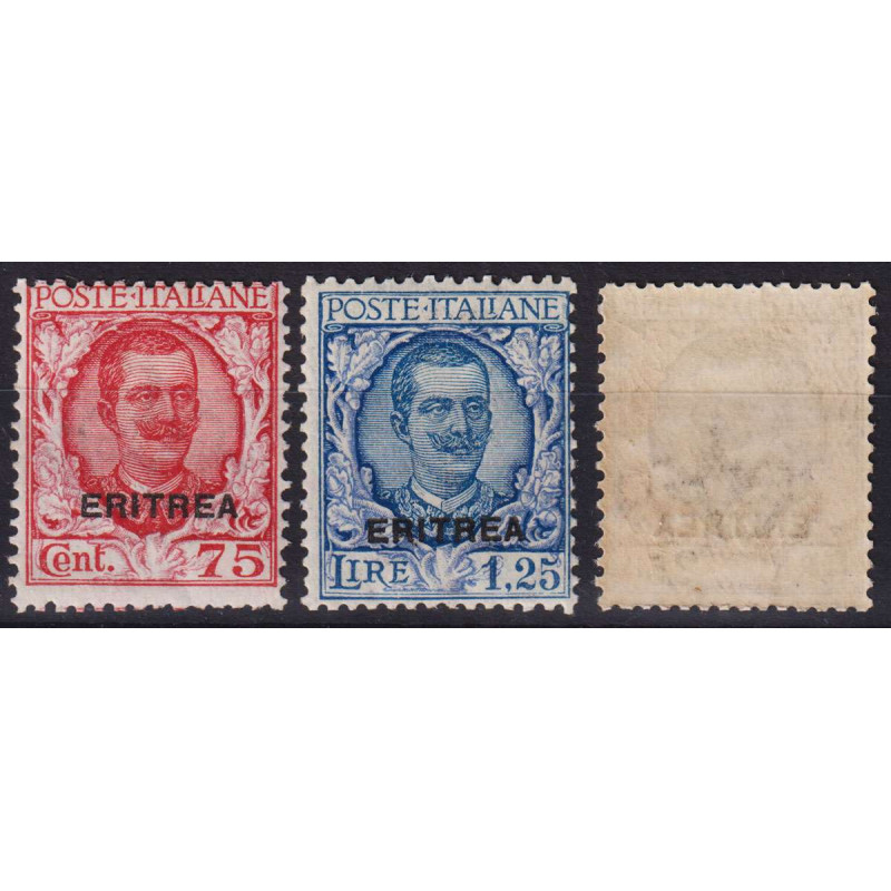 COLONIE ERITREA 1926 FLOREALE SOPRASTAMPATA 3 V. G.I MNH** CERT.  |...