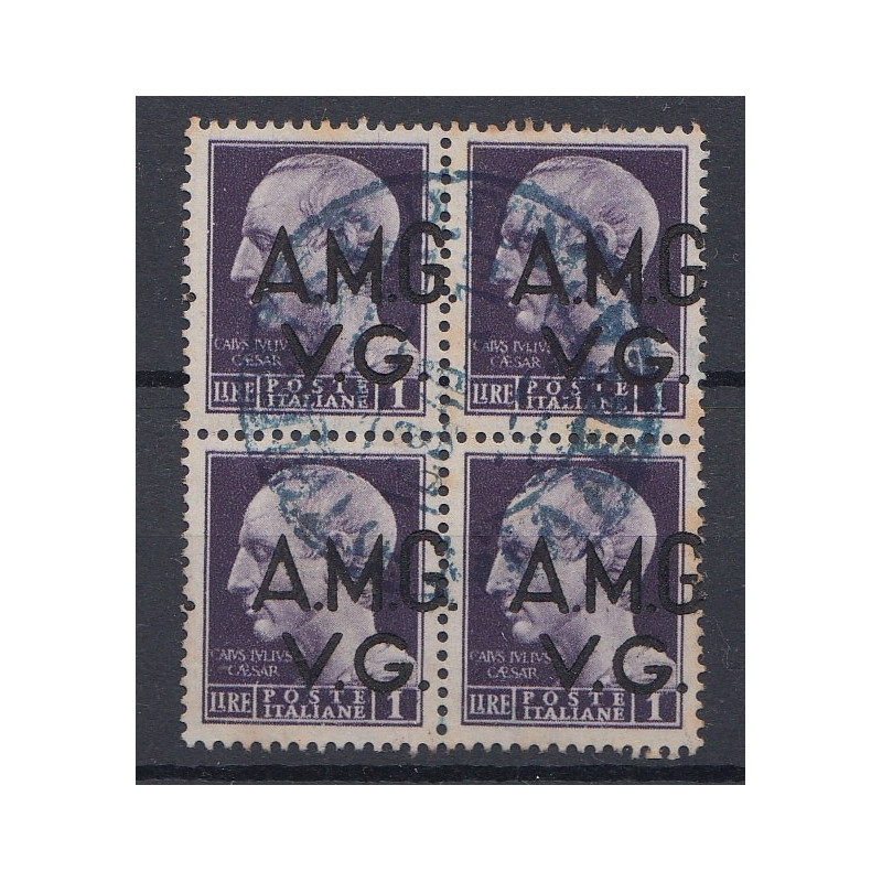 VENEZIA GIULIA 1945-47 1 LIRA QUARTINA CON SOPRASTAMPA SPOSTATA A D...