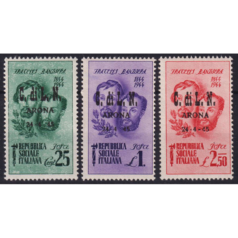 C.L.N. ARIANO POLESINE 1945 FRATELLI BANDIERA 3 V. G.I MNH** CERT. ...