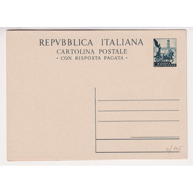 REPUBBLICA 1951 INTERI POSTALI DEMOCRATICA SERIE 4 V. N.C143-146 NU...