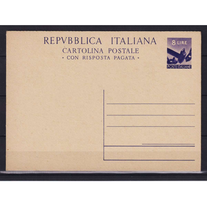 REPUBBLICA 1947-48 INTERI POSTALI DEMOCRATICA 8 LIRE RISPOSTA N.C13...