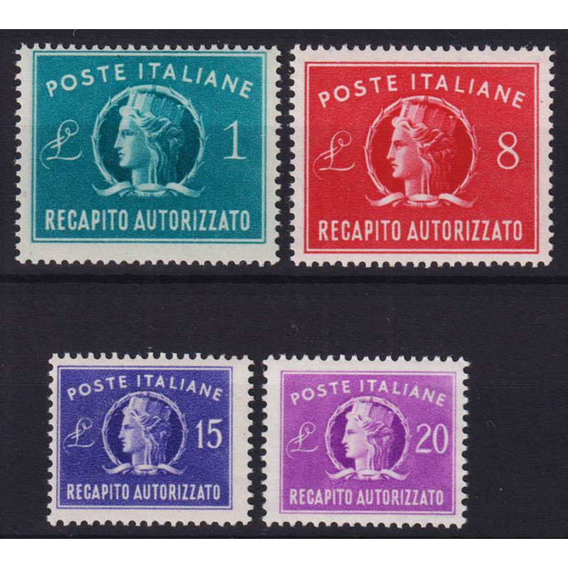 REPUBBLICA 1947 1949-52 RECAPITO AUTORIZZATO 4 V. G.I MNH**  | Fila...