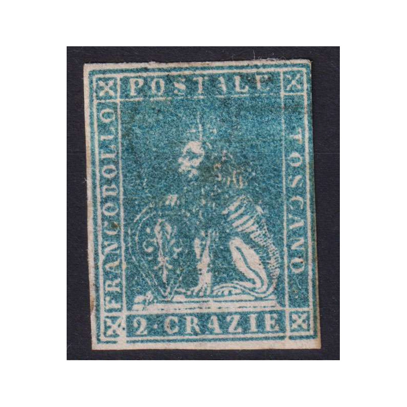 TOSCANA 1857 5 CRAZIE AZZURRO GRIGIO VERDASTRO N.13a G.O MH* CERT. ...