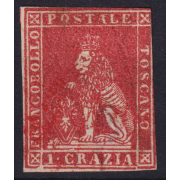 TOSCANA 1857 2 CRAZIE CARMINIO N.12 G.O MH* CERT.  | Filatelia Meloni