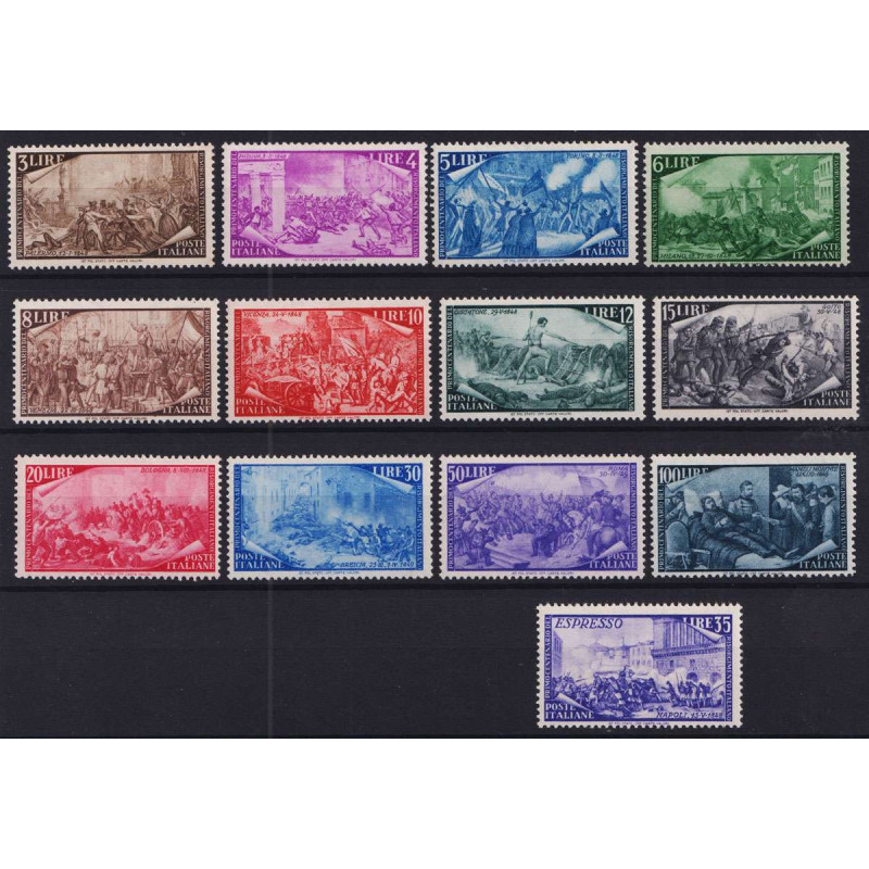 REPUBBLICA 1948 RISORGIMENTO 13 V. G.I MNH** CERT. BEN CENTRATI  | ...