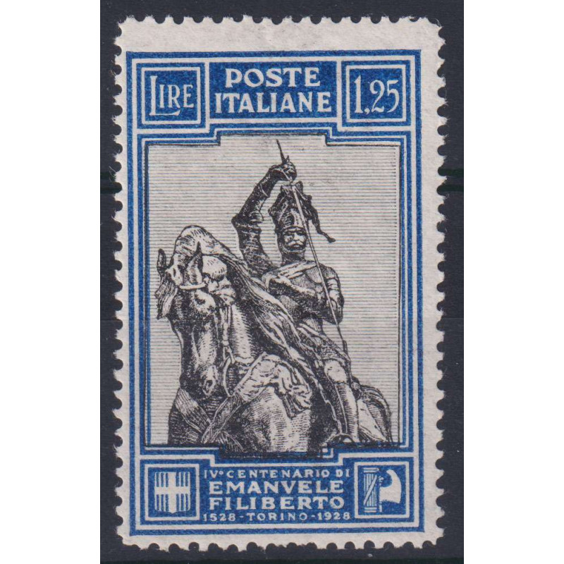 REGNO D'ITALIA 1928 FILIBERTO 1,25 L. DENT. LINEARE G.I MNH** CERT....