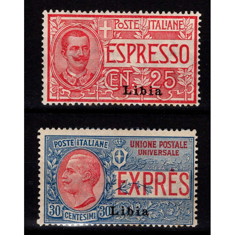 COLONIE LIBIA 1915 ESPRESSI 2 V. N.1-2 G.O MH* CENTRATI  | Filateli...