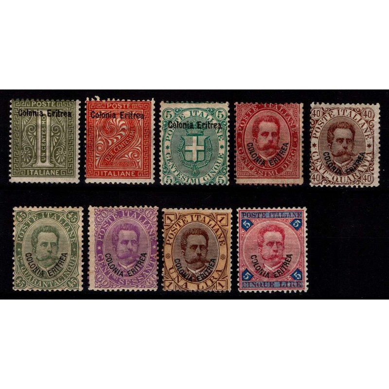 COLONIE ERITREA 1893 SERIETTA 9 V. G.O MLH*  | Filatelia Meloni