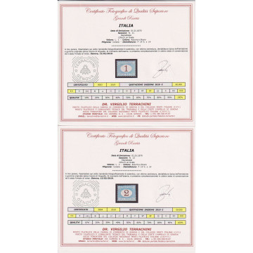 REGNO 1870 1874 SEGNATASSE 7 ALTI VALORI G.I MNH** CERTIFICATI  | F...