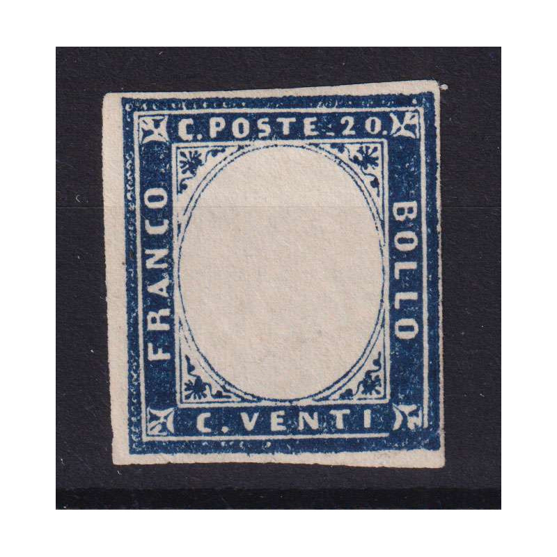 SARDEGNA 1855/63 20 C. VARIETA' SENZA EFFIGIE G.I MNH** CERT.  | Fi...