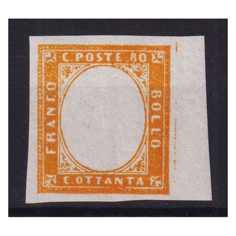 SARDEGNA 1855/63 80 C. VARIETA' SENZA EFFIGIE G.I MNH** CERT.  | Fi...