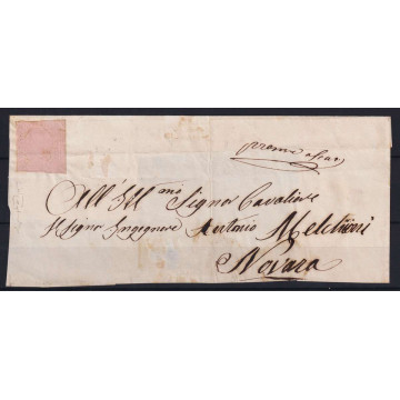 SARDEGNA 1853 40 CENTESIMI N.6 USATO SU GRANDE FRAMMENTO DI BUSTA  ...